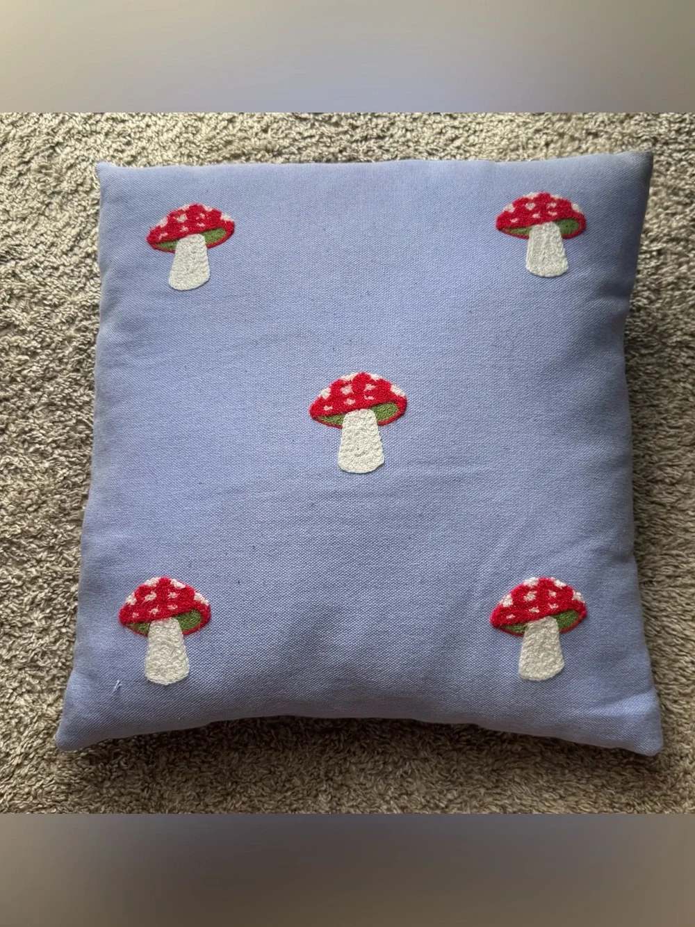 Handmade Mushroom Throw Pillow Cottagecore Accent Cushion Lavender